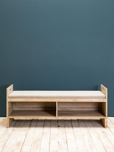 Bench in linen with open shelves Anita
