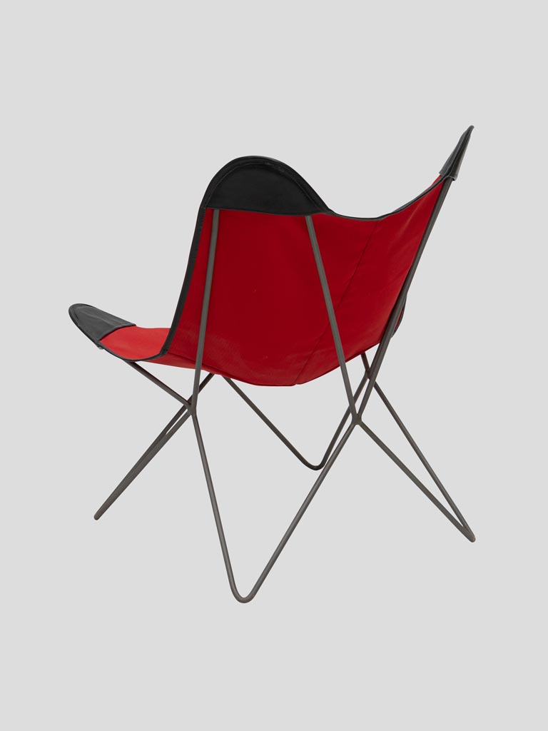 Butterfly chair red black leather - 3