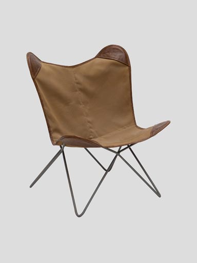 Butterfly chair Khaki brown leather Indus