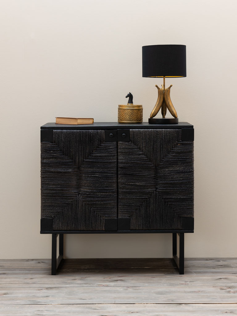 Black jute 2 doors sideboard Cosima - 1
