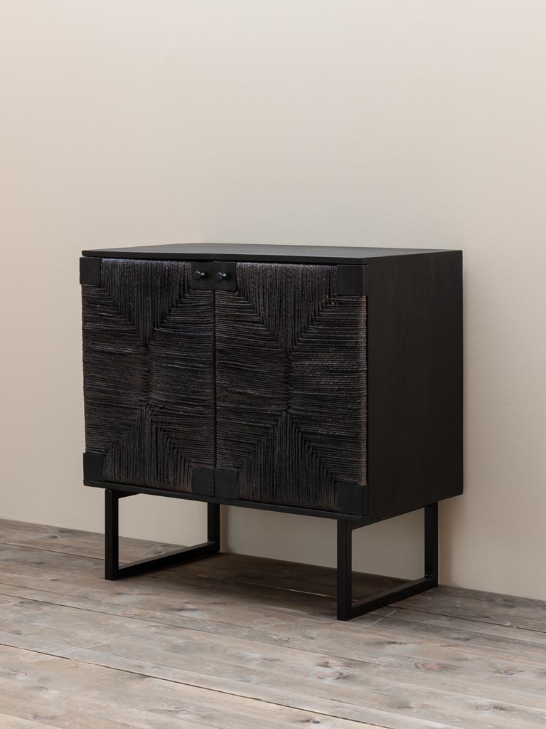 Black jute 2 doors sideboard Cosima - 6