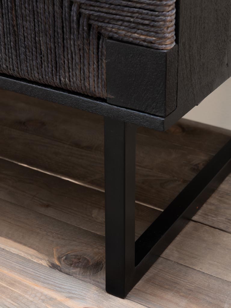 Black jute 2 doors sideboard Cosima - 3