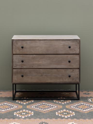 Chest 3 drawers grey patina Earl