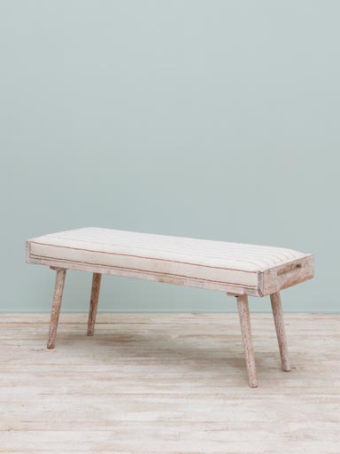 Bench white patina burgundy stripes Hendaye