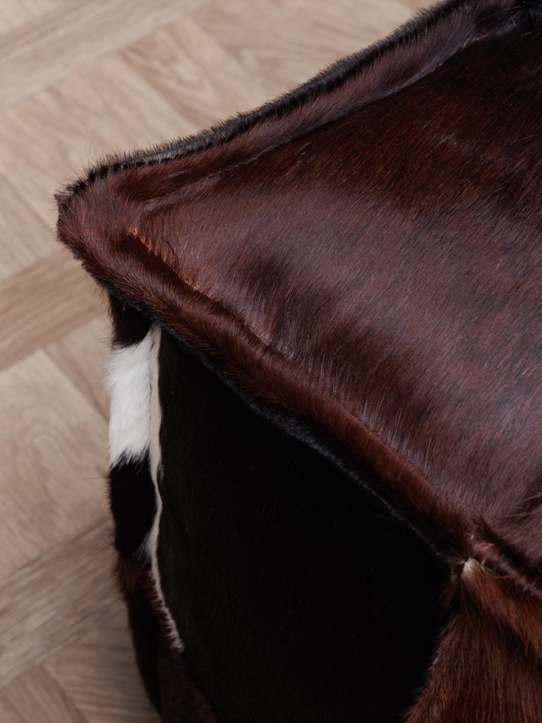 Pouf marron carré peau de vache - 4