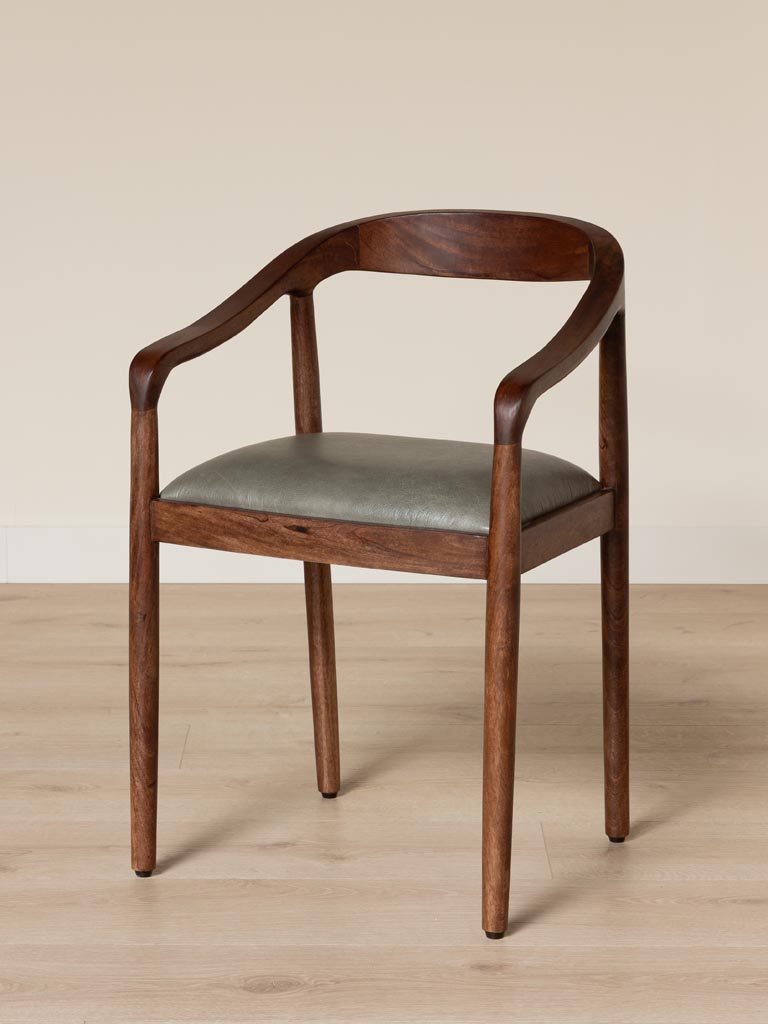 Chaise cuir vert Orlando - 1