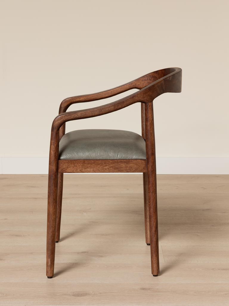 Chaise cuir vert Orlando - 5