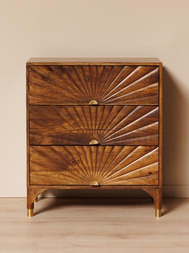 Commode 3 tiroirs sculptés Soléar