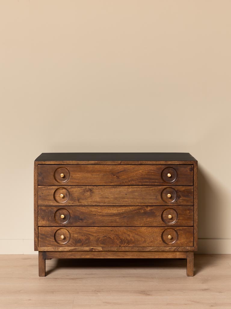 Commode 4 tiroirs top noir Ronda - 1