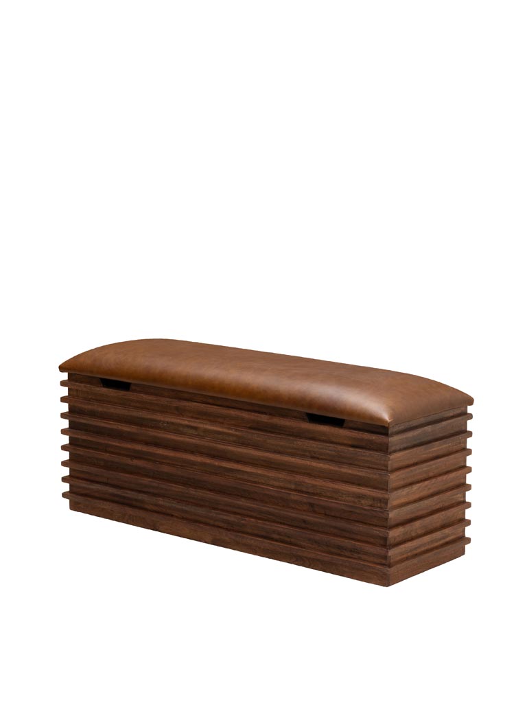 Banquette rangement assise cuir Leya - 2