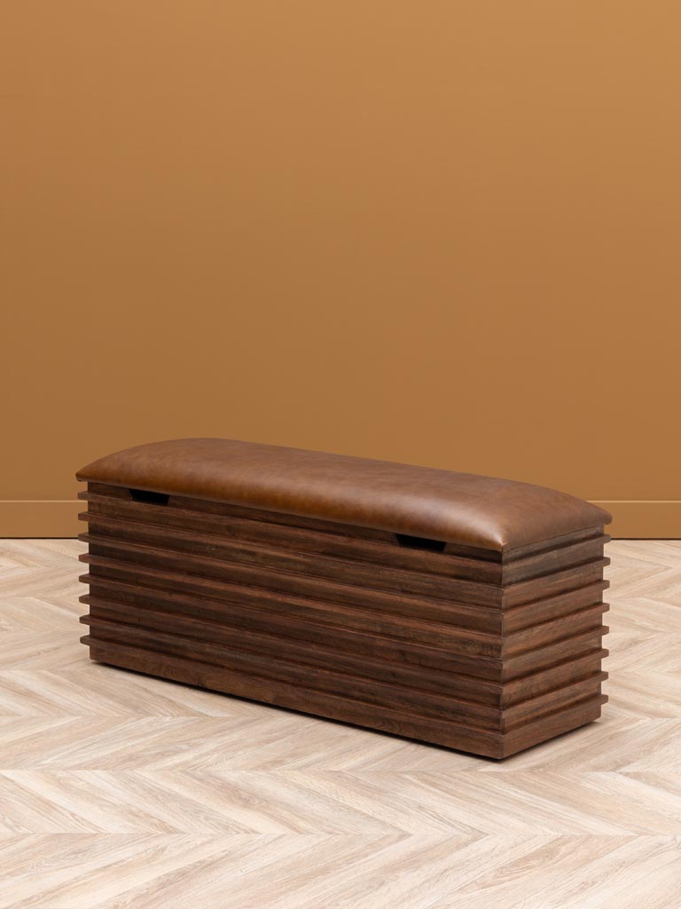 Banquette rangement assise cuir Leya - 1