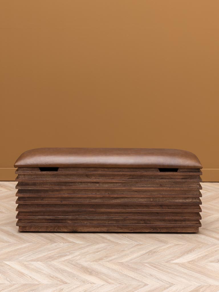 Banquette rangement assise cuir Leya - 3