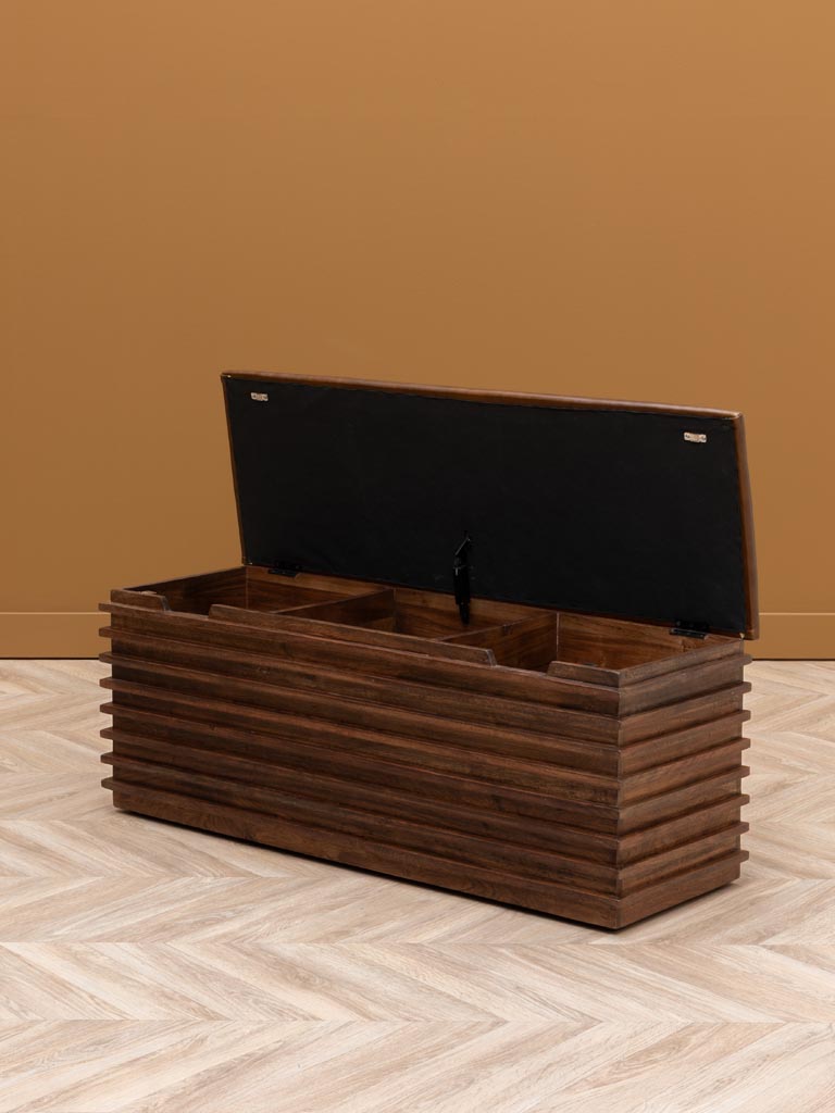 Banquette rangement assise cuir Leya - 5
