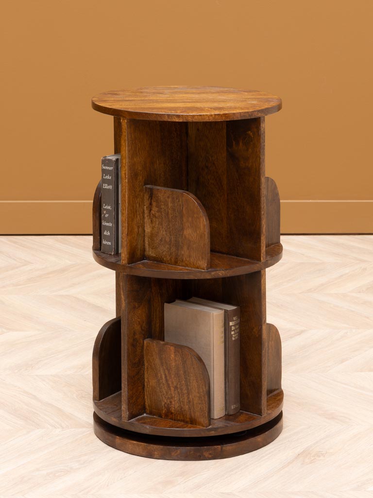 Petite bibliothèque rotative bois foncé Victor - 3