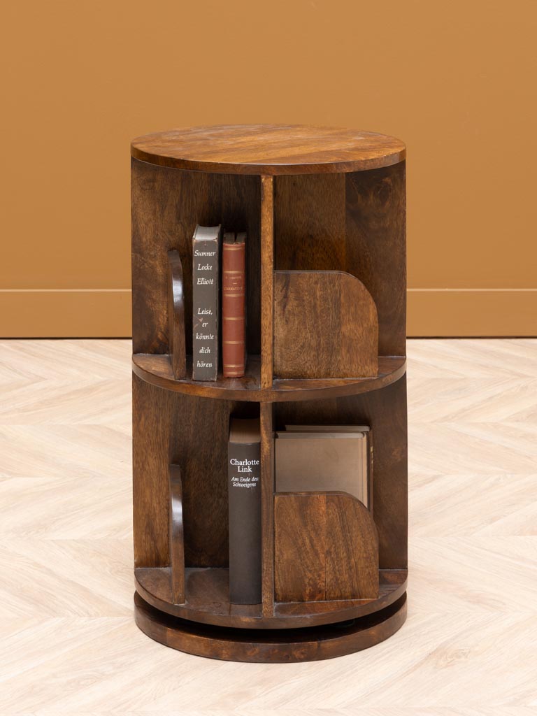 Petite bibliothèque rotative bois foncé Victor - 5