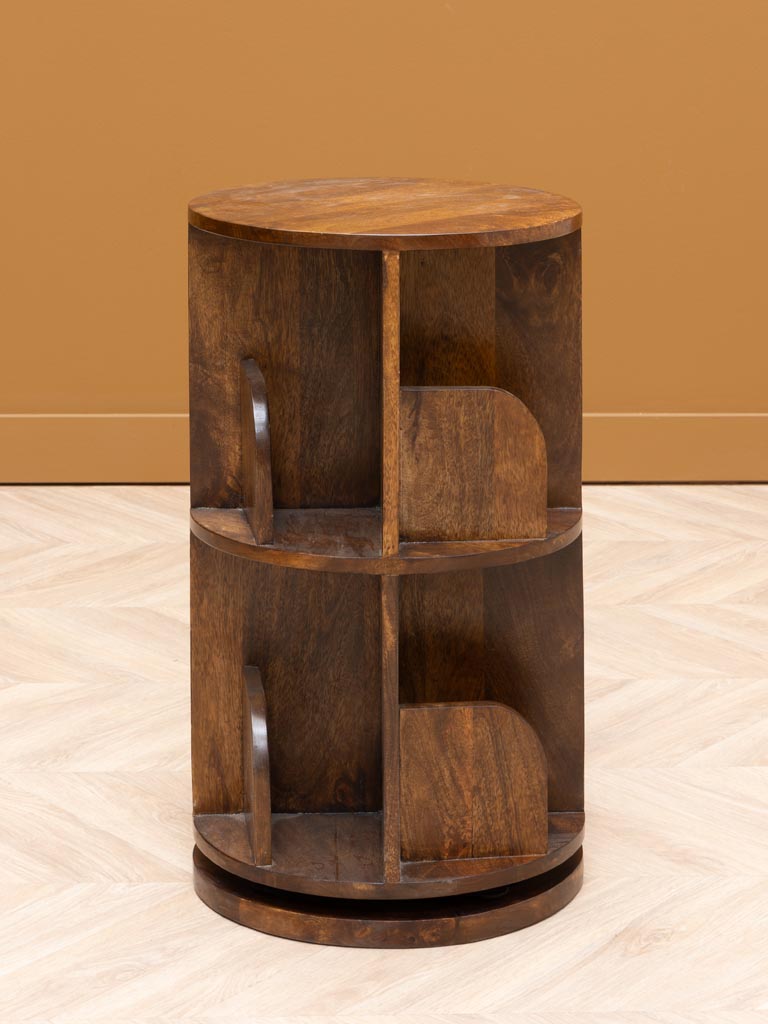 Petite bibliothèque rotative bois foncé Victor - 4
