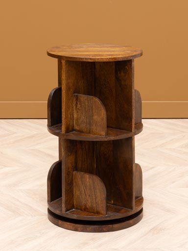 Petite bibliothèque rotative bois foncé Victor