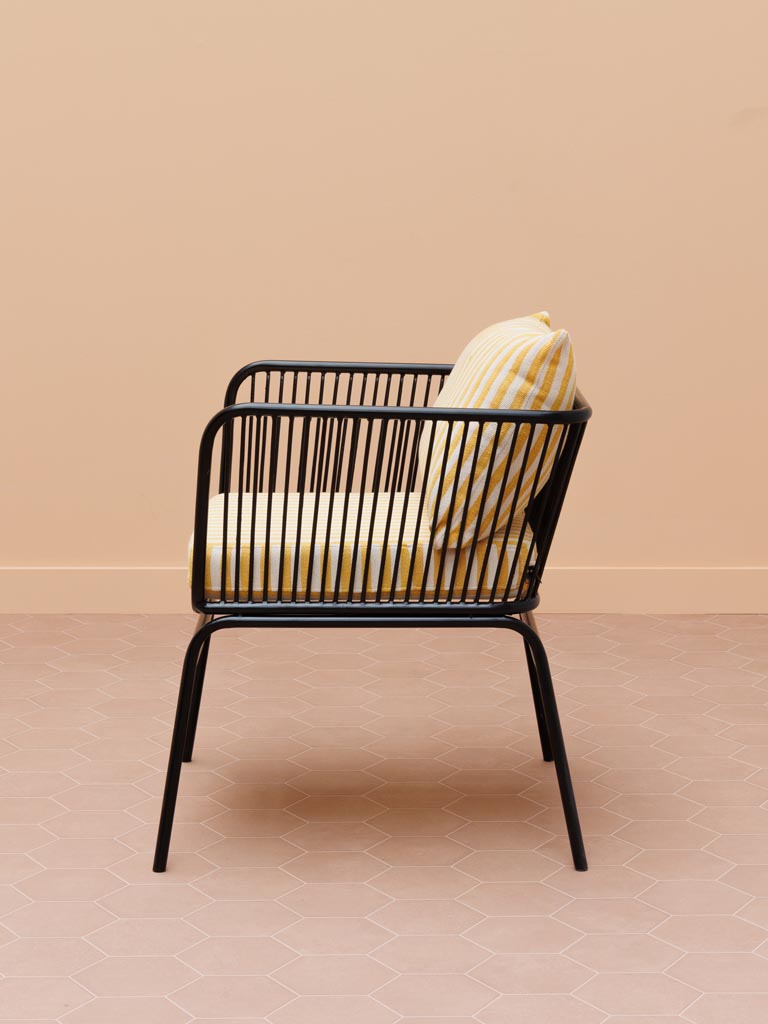 Chaise à accoudoirs rayures jaunes Springs - 3