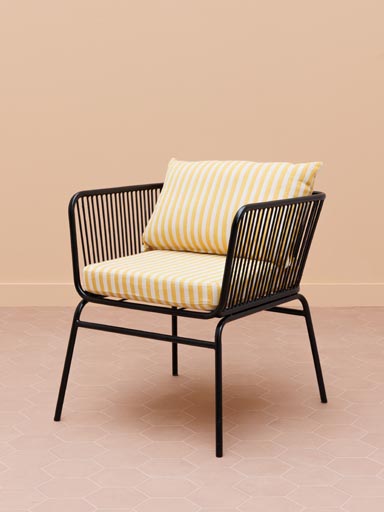 Chaise à accoudoirs rayures jaunes Springs