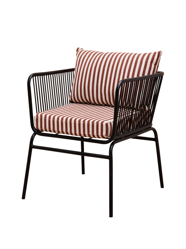 Terracotta stripes chair with arms Springs - 2