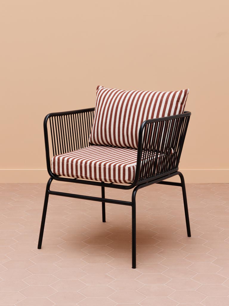 Terracotta stripes chair with arms Springs - 1