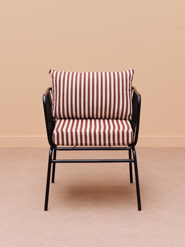 Terracotta stripes chair with arms Springs - 3