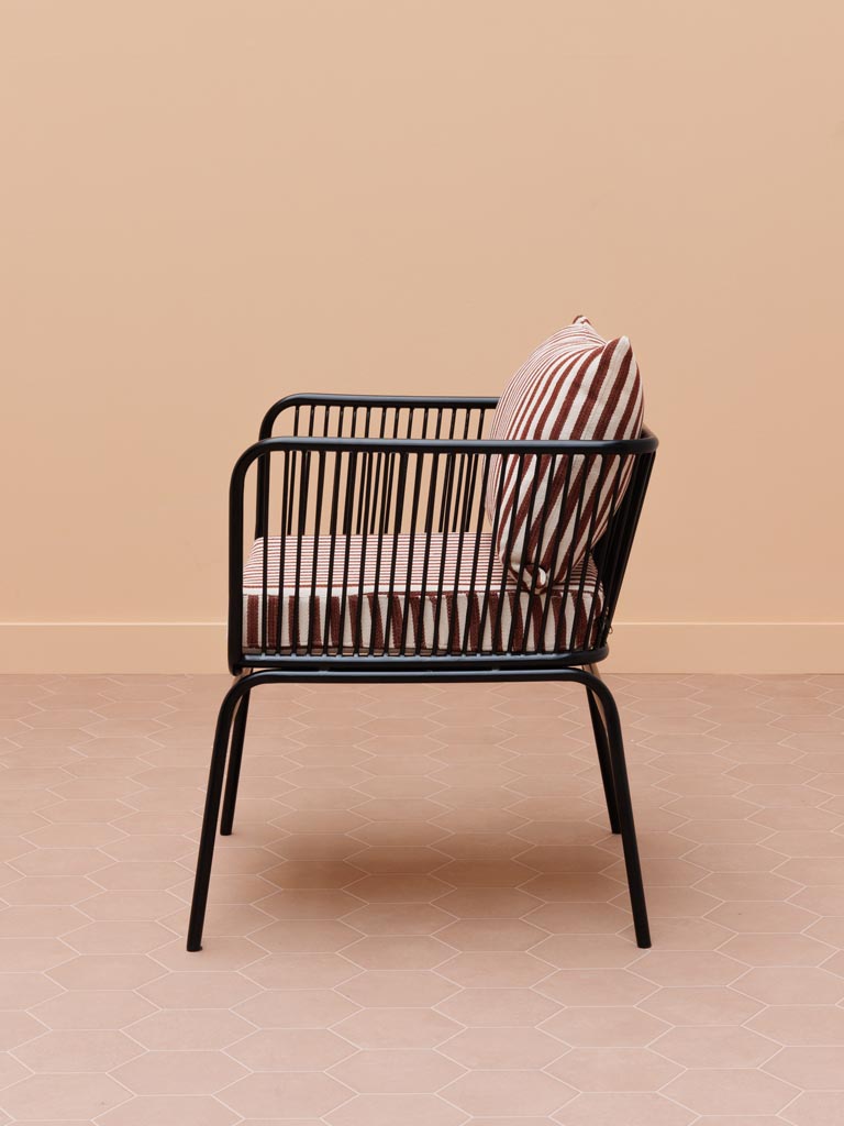 Terracotta stripes chair with arms Springs - 5
