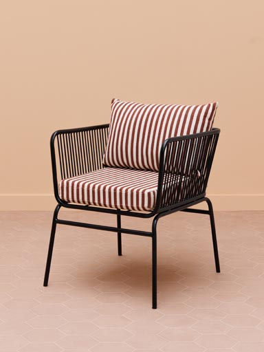 Chaise à accoudoirs rayures terracotta Springs