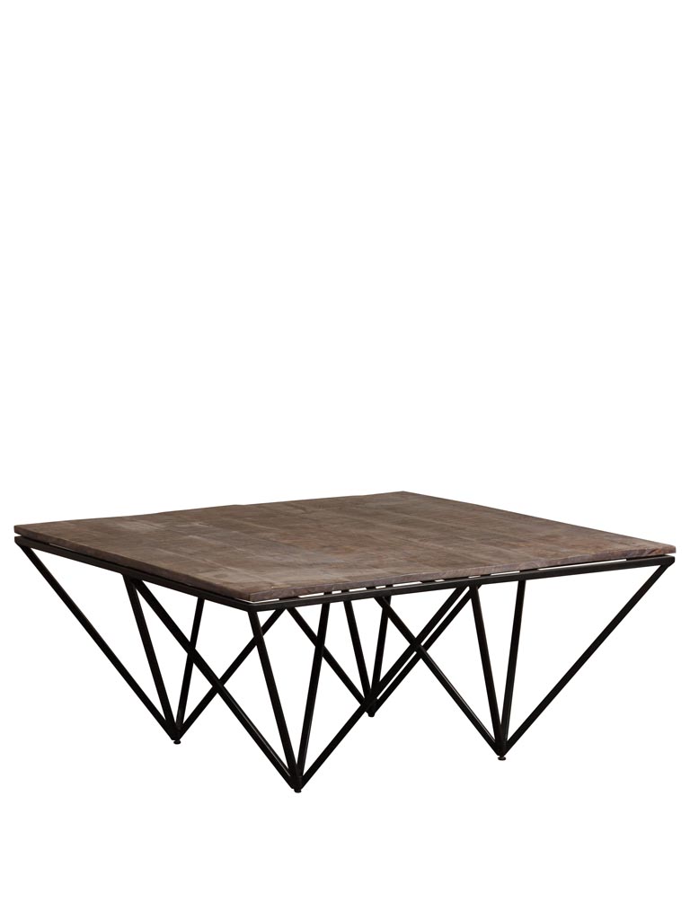 Iron coffee table acacia top Reverse - 2