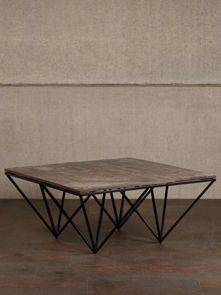 Iron coffee table acacia top Reverse - 1