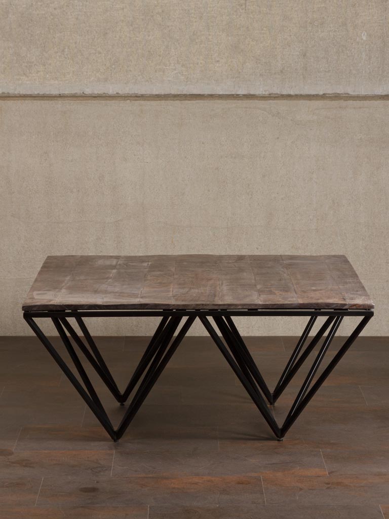 Iron coffee table acacia top Reverse - 3