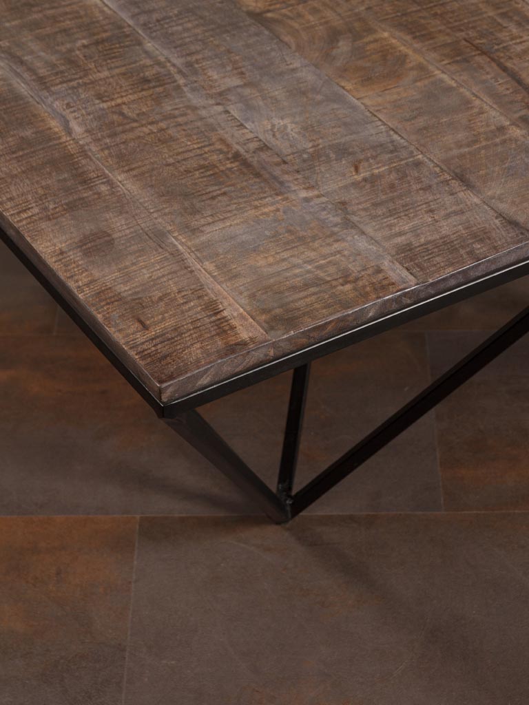 Iron coffee table acacia top Reverse - 4