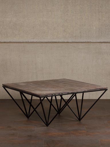 Iron coffee table acacia top Reverse