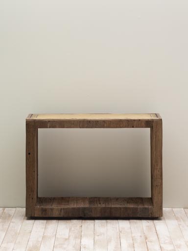 Reclaimed wood console Corpus with brass sheet