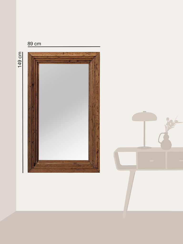Large recycled wood mirror Asturias - 6