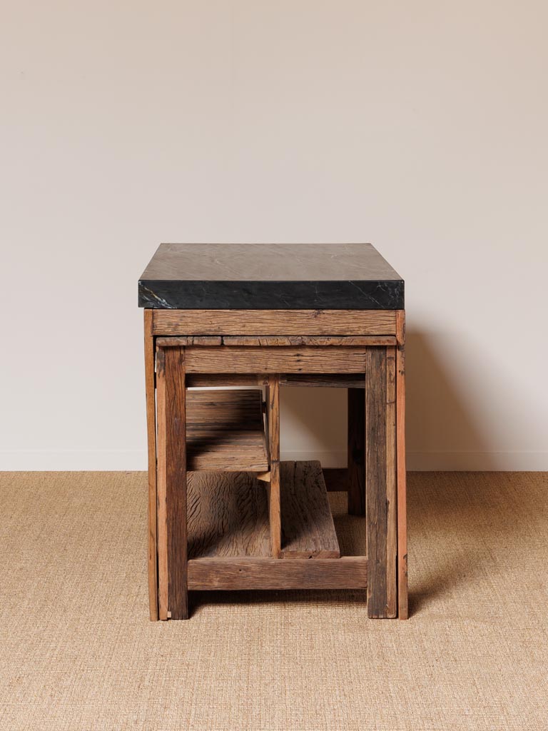 Black marble kitchen counter with sliding table - 6