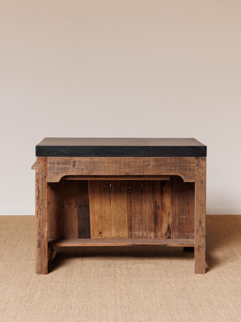 Black marble kitchen counter with sliding table - 11