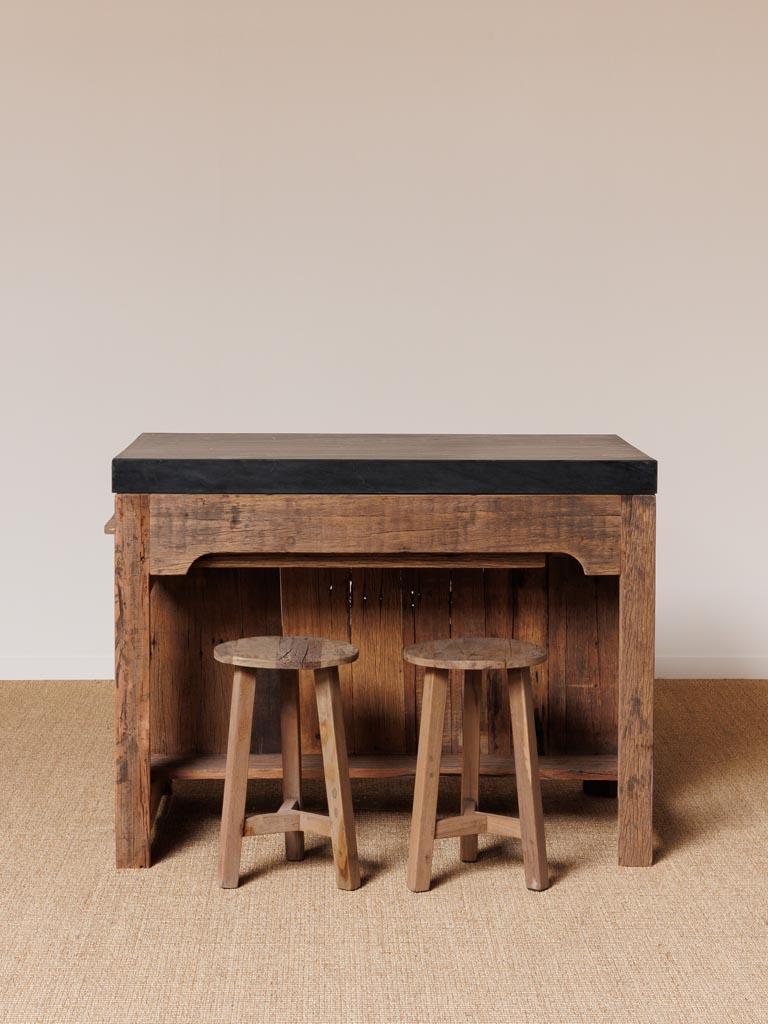 Black marble kitchen counter with sliding table - 2