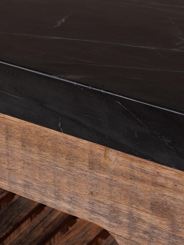 Black marble kitchen counter with sliding table - 7