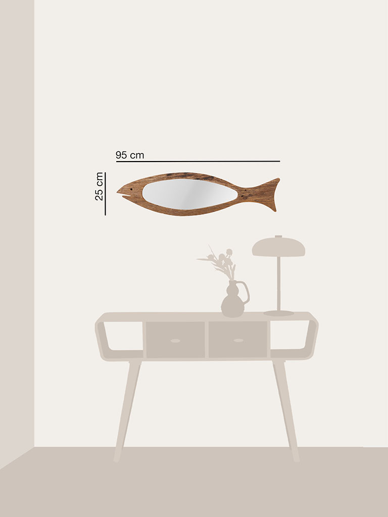 Mirror long fish recycled wood - 4