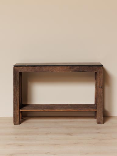 Black marble console with shelf
