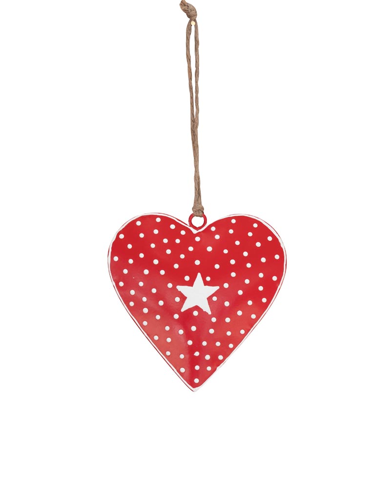 Hanging red heart with white star - 2