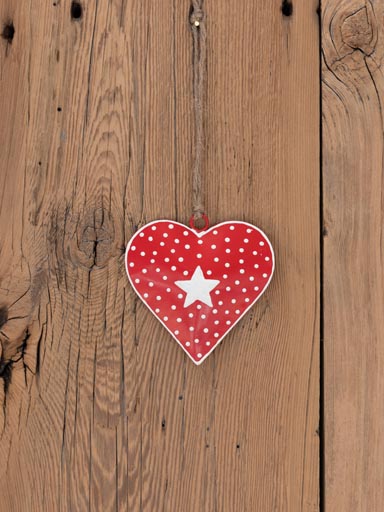 Hanging red heart with white star
