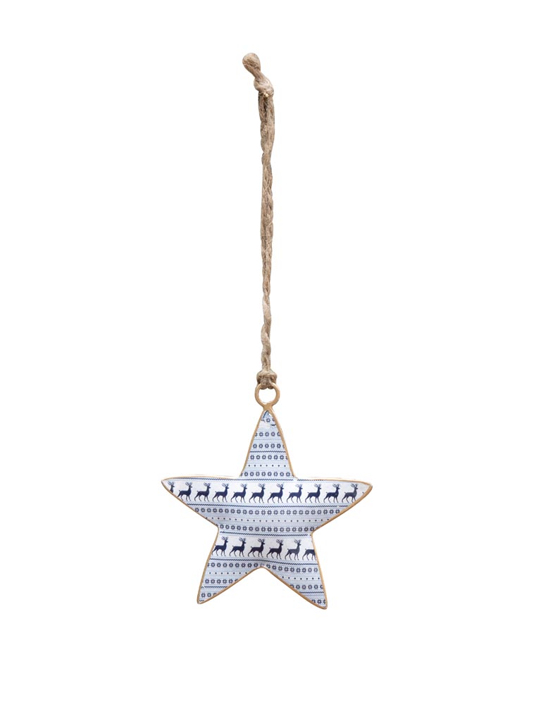 Hanging white star with small deers - 2