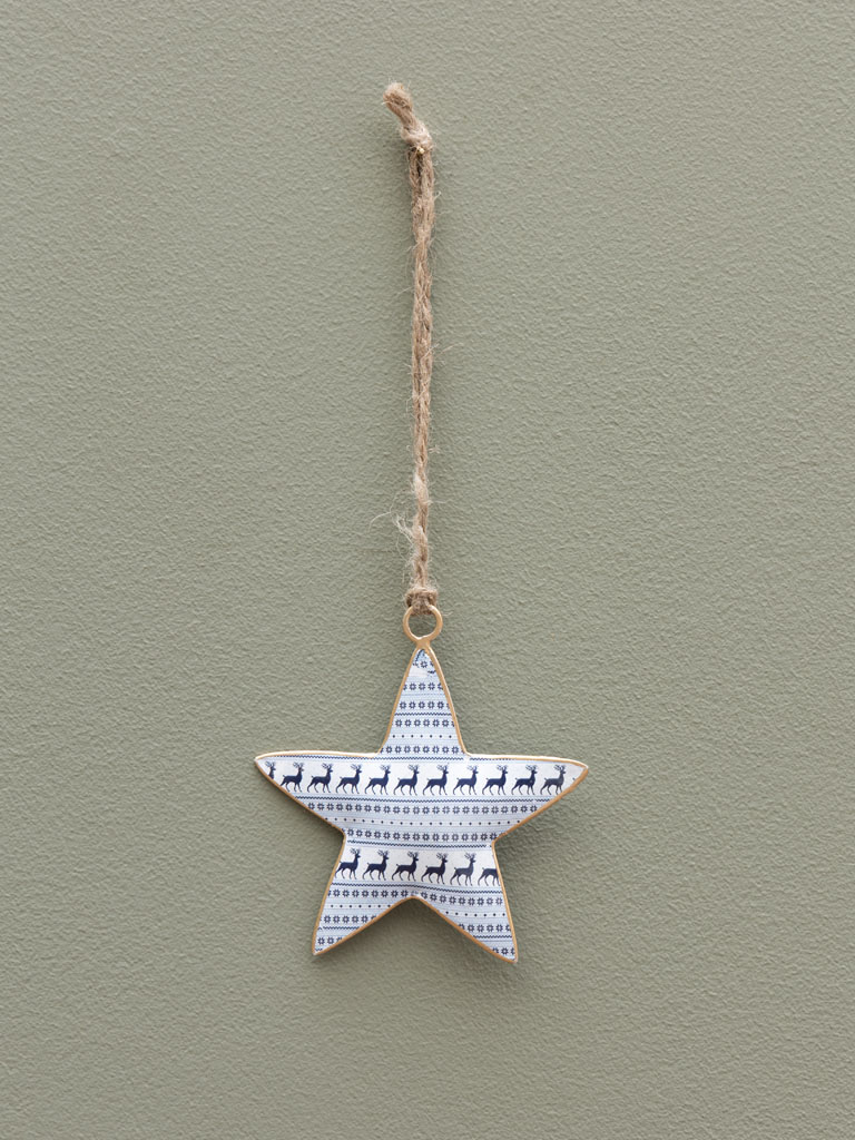Hanging white star with small deers - 1