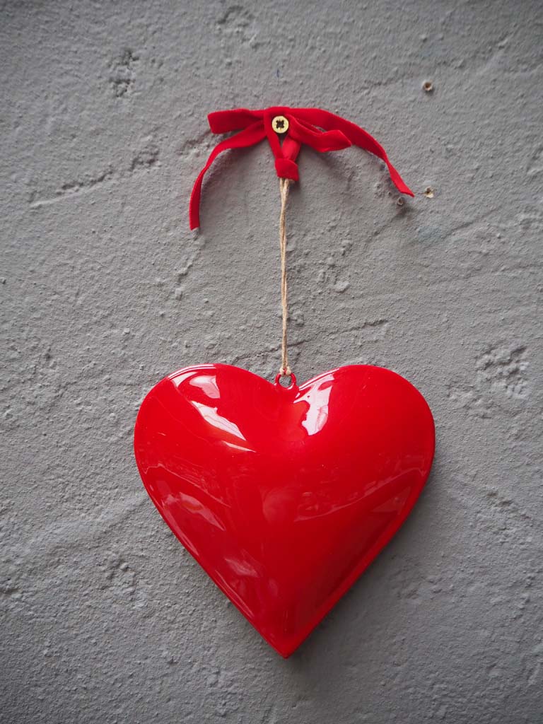 Hanging enamel heart red XL - 1