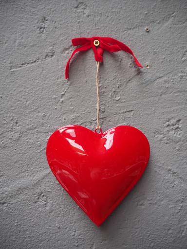 Hanging enamel heart red XL