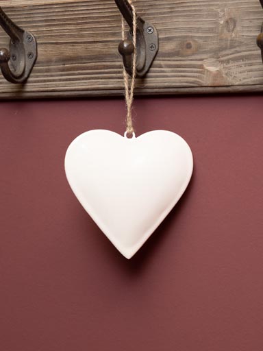 Hanging white enamel heart