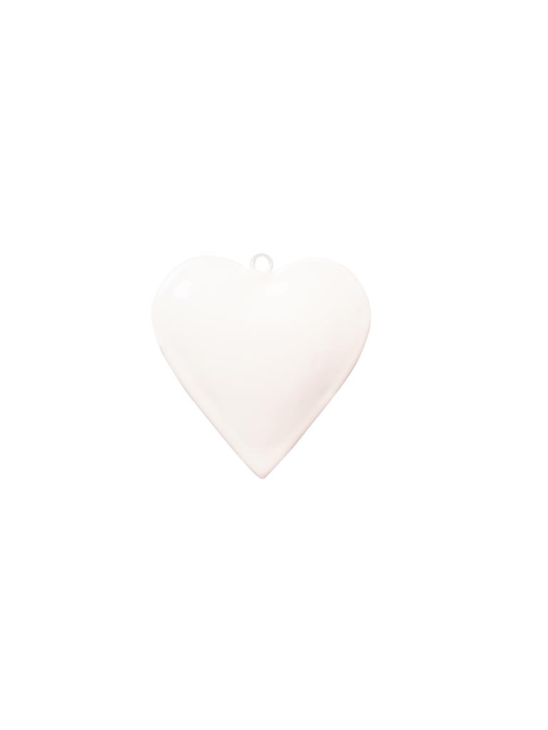 Hanging white enamel heart 10cm - 2