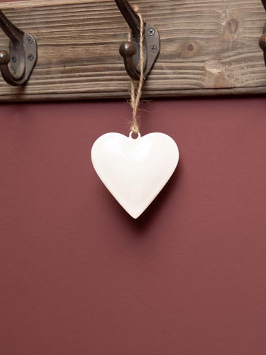 Small hanging white enamel heart